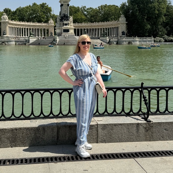 Abercrombie & Fitch Blue Striped Jumpsuit size L - Picture 12 of 12